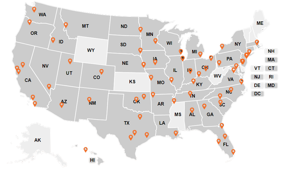 Click The Map To Find The File Savers Location Nearest You Map of File Savers Data 60 Office Locations